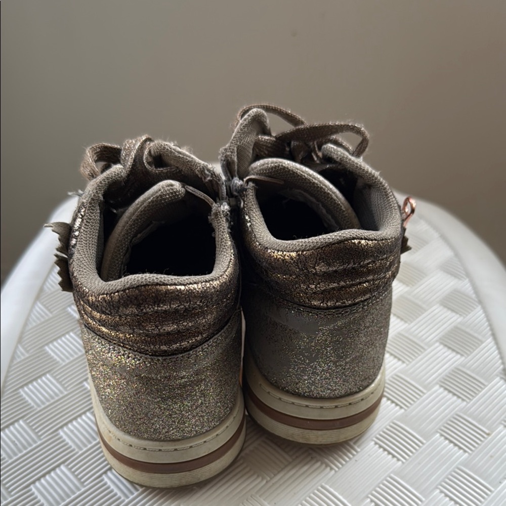 Silver Sneakers with Suede Texture and Lace-Up Design